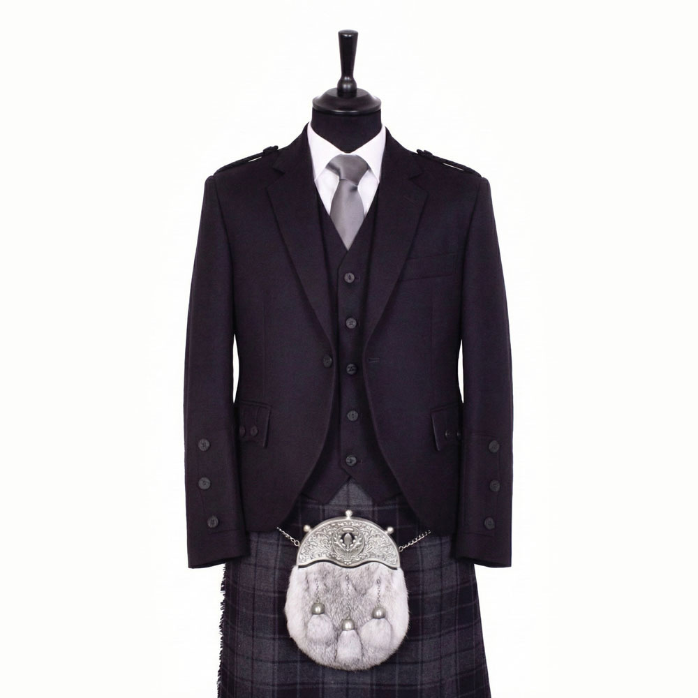 Braemar Tweed Jacket Black Arrochar